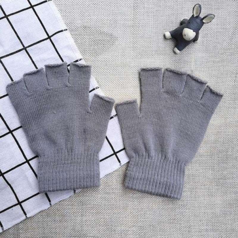 Autumn And Winter Thin Knitted Half Finger Gloves Adult Riding Cold-proof - globaltradeleader