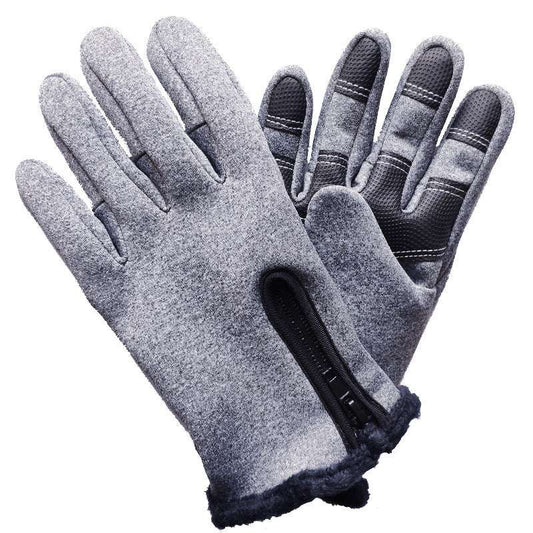 Winter Touch Screen Gloves Thermal Fleece Windproof Waterproof Drop Zipper Men's Cycling Sports Outdoor Ski Gloves - globaltradeleader