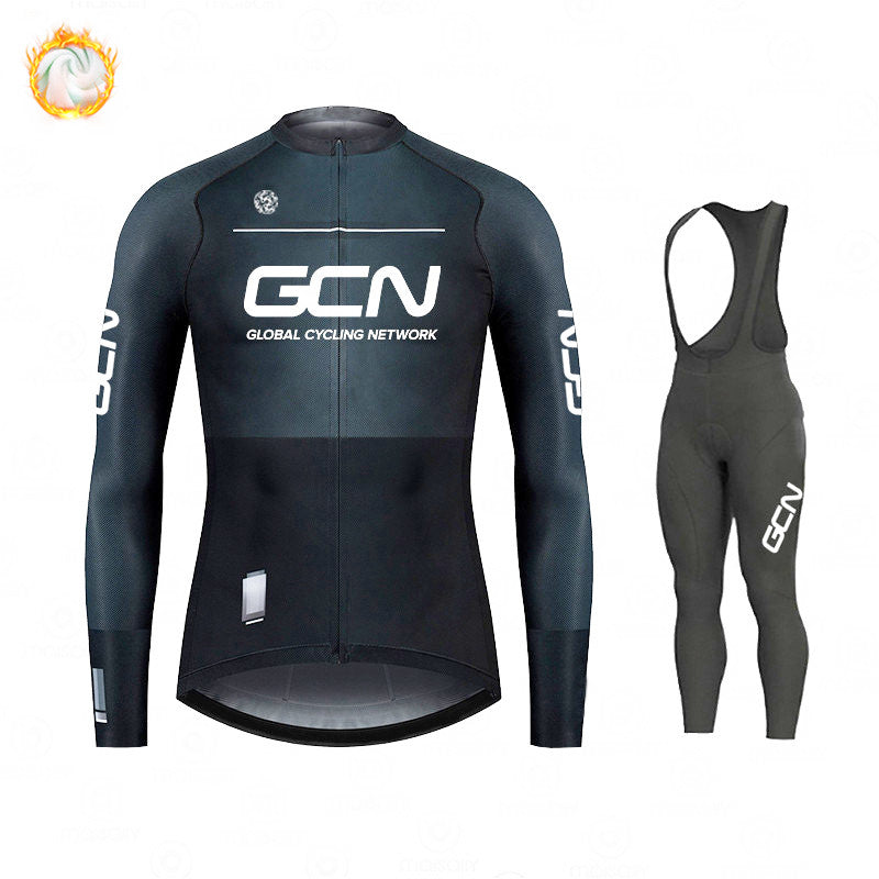 GCN Fleece Long Sleeve Cycling Jersey Cycling Jersey Running MTB Winter New Series