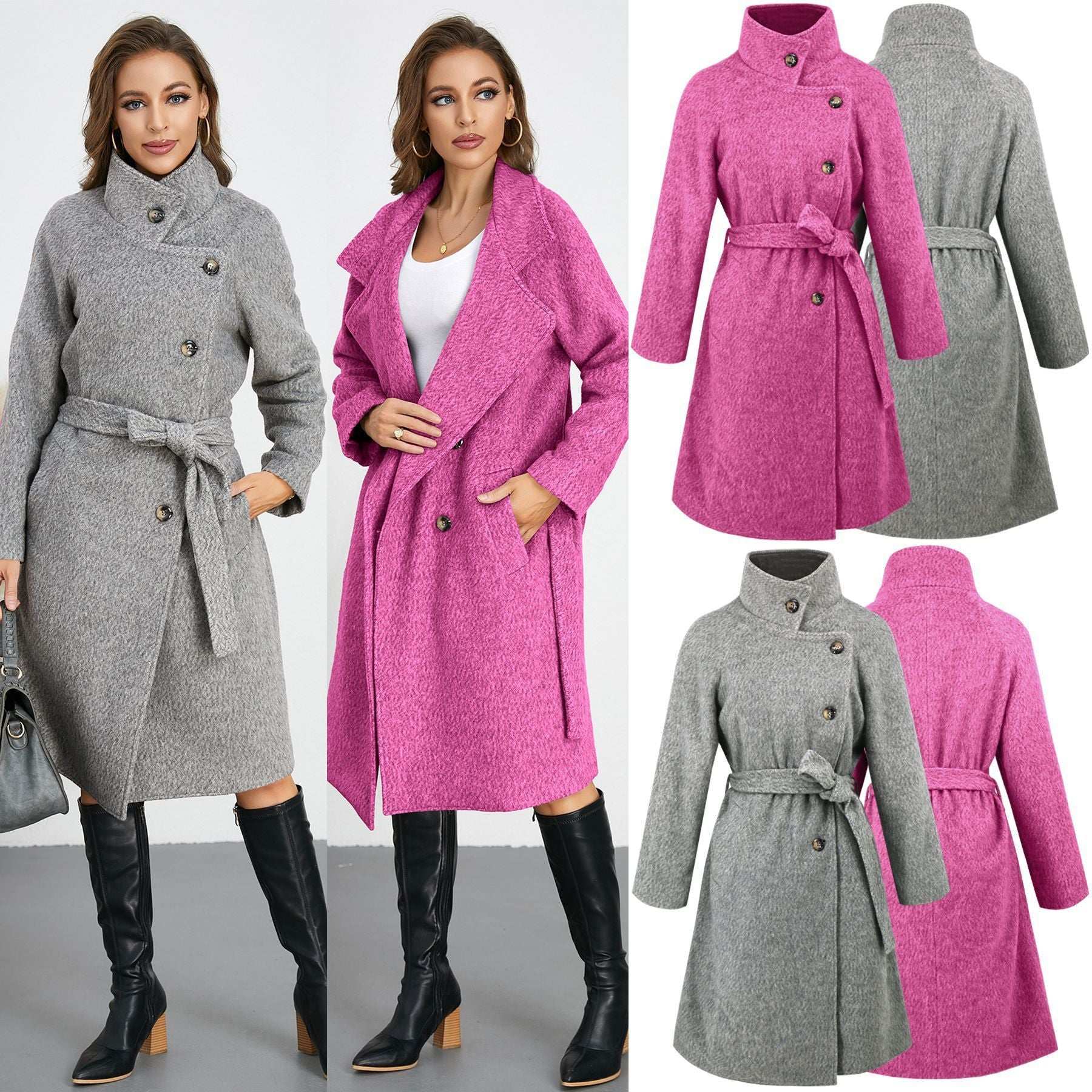 Solid Color Woolen Coat Warm Thickened - globaltradeleader