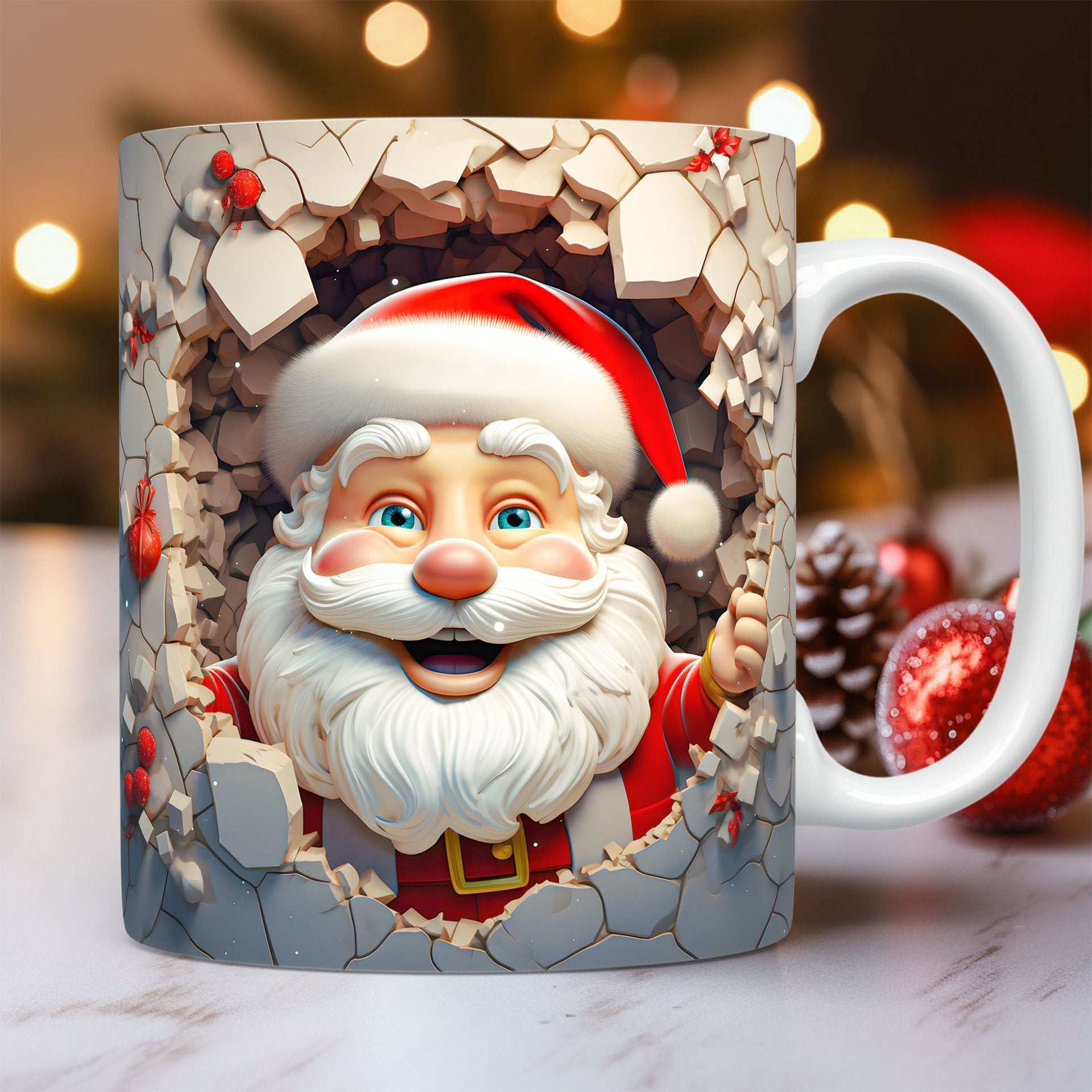 Creative 3D Christmas Ceramic Mug Unique Space Design Snowman Santa Coffee Cup Tea Milk Mug Christmas Gifts For Kids Adults Kitchen Gadgets - globaltradeleader