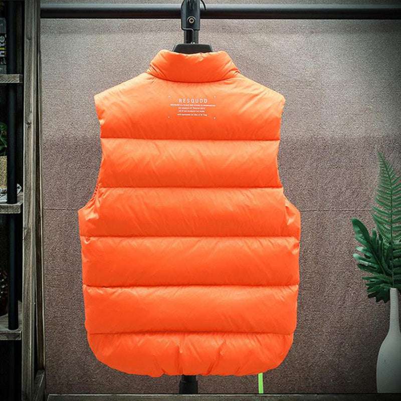 Men's Winter Down Vest Fashion All-match Stand-collar Sleeveless Jacket Solid Thickened Tank Outerwear Clothing - globaltradeleader