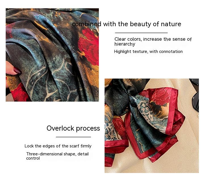 Flower Lightweight Sunscreen Imitated Silk Scarves