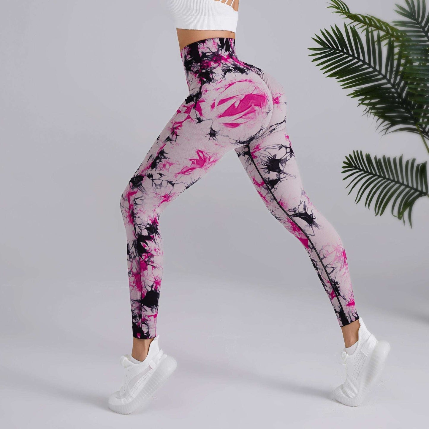 Tie-dye Printed Yoga Pants Fashion Seamless High-waisted Hip-lifting Trousers Sports Running Fitness Pants For Womens Clothing - globaltradeleader