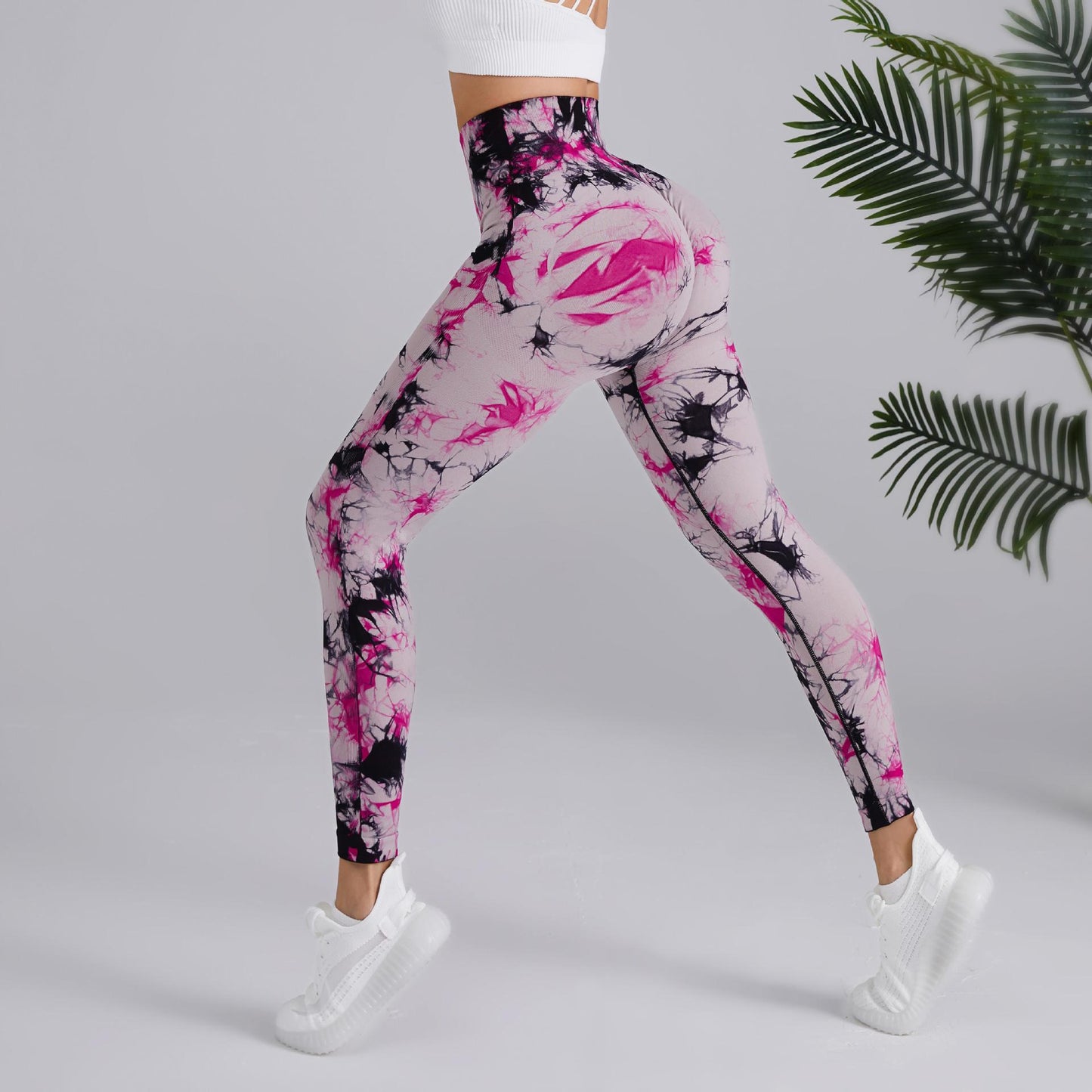 Tie-dye Printed Yoga Pants Fashion Seamless High-waisted Hip-lifting Trousers Sports Running Fitness Pants For Womens Clothing - globaltradeleader