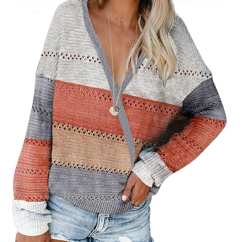 Ladies Color Block Sweater Top - globaltradeleader