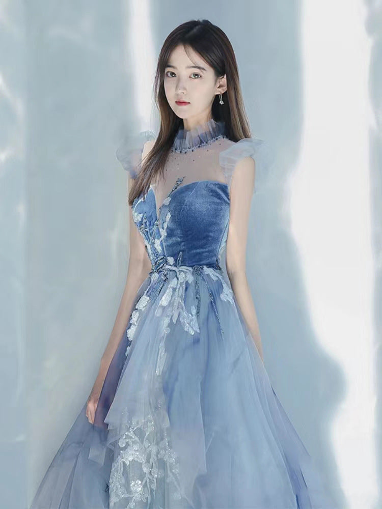 Blue Evening Dress Elegant Socialite - globaltradeleader