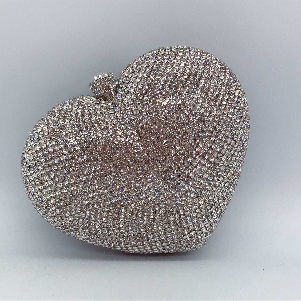 Solid Color Full Diamond Heart-shaped Crystal Diamond Women's Clutch Bag