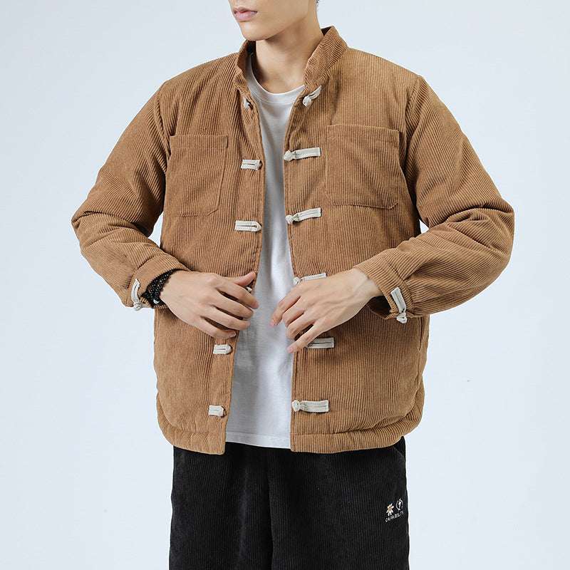 Men's Casual Cotton-padded Buckle Top Coat