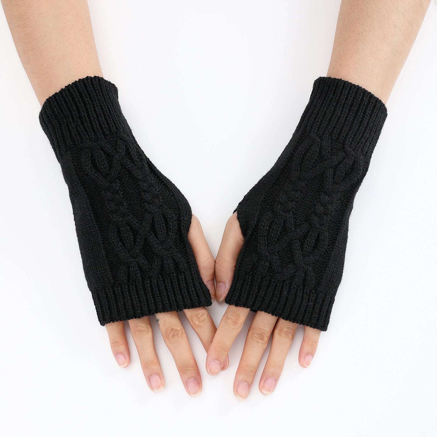Knitted Half Gloves Female Cute Winter Open Finger Half Finger Student Male And Female Couple Wool - globaltradeleader