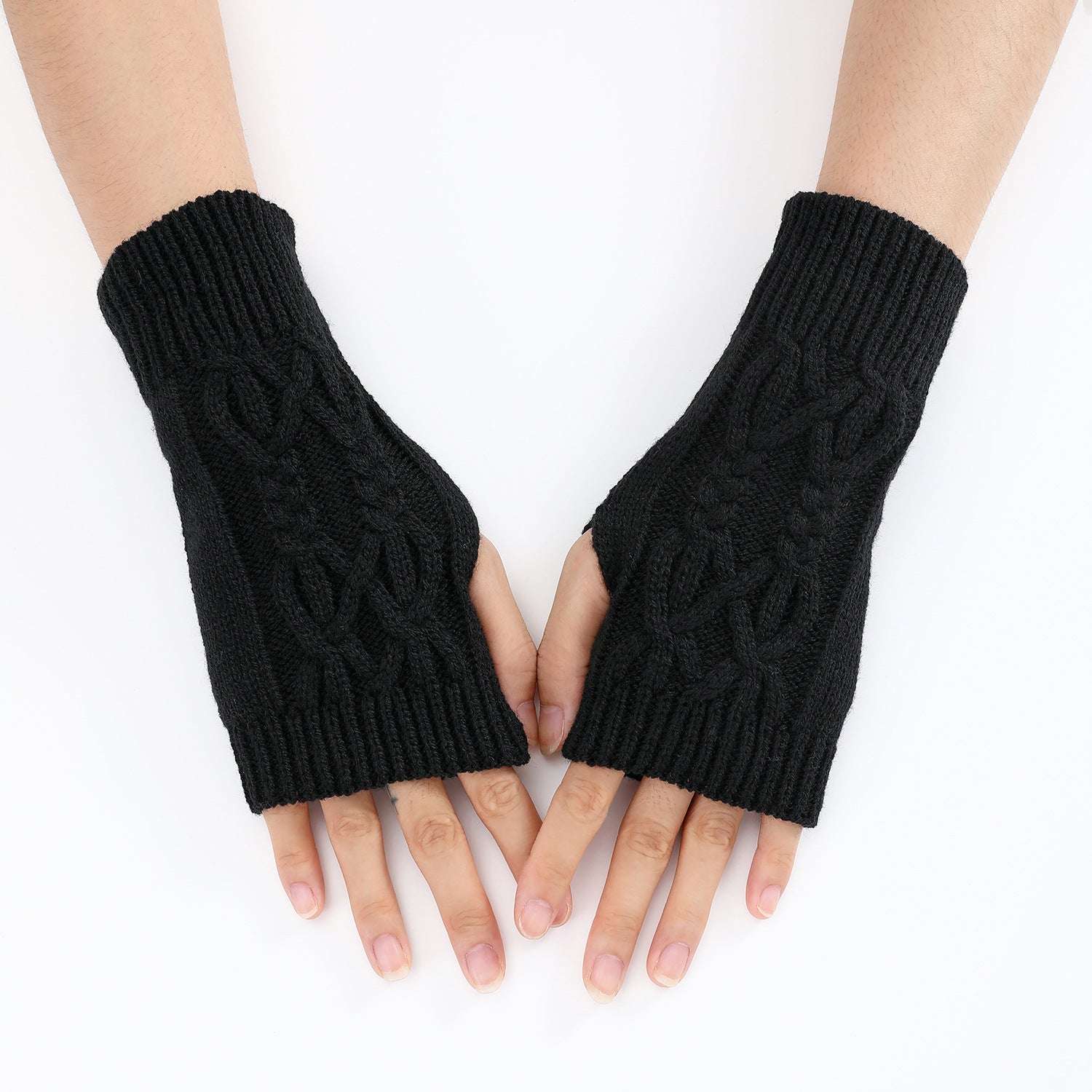 Knitted Half Gloves Female Cute Winter Open Finger Half Finger Student Male And Female Couple Wool - globaltradeleader