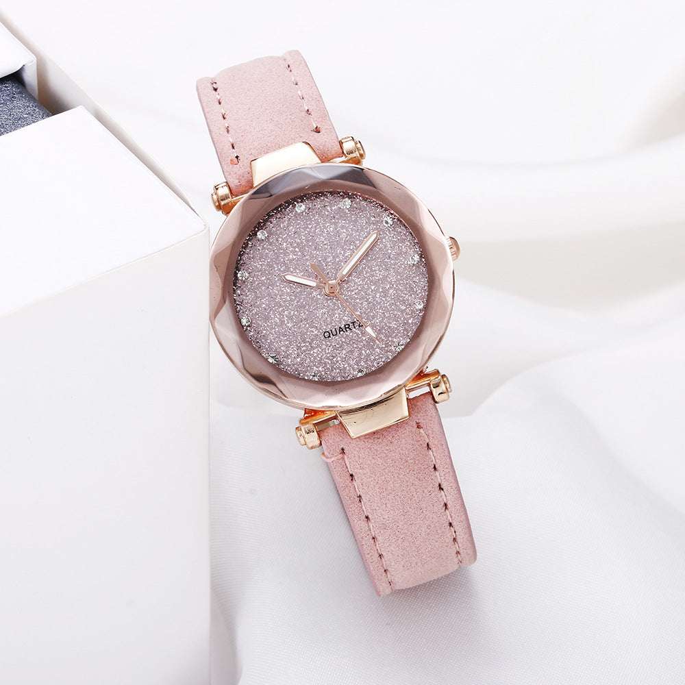 Casual Women Romantic Starry Sky Wrist Watch Leather Rhinestone Designer Ladies Clock - globaltradeleader