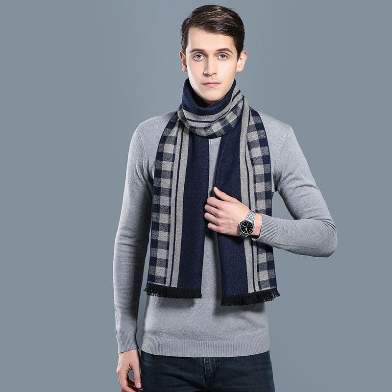 Simple Plaid Warm Keeping Artificial Cashmere Scarf - globaltradeleader