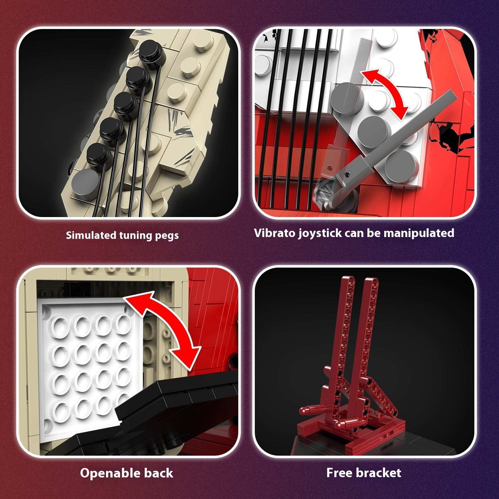 Rock Electric Guitar Music Assembling Building Blocks Creative Toys