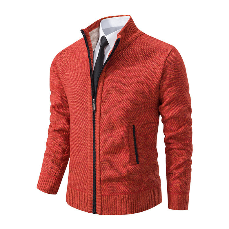 Men's Solid Color Stand Collar Cardigan Sweaters Coat - globaltradeleader