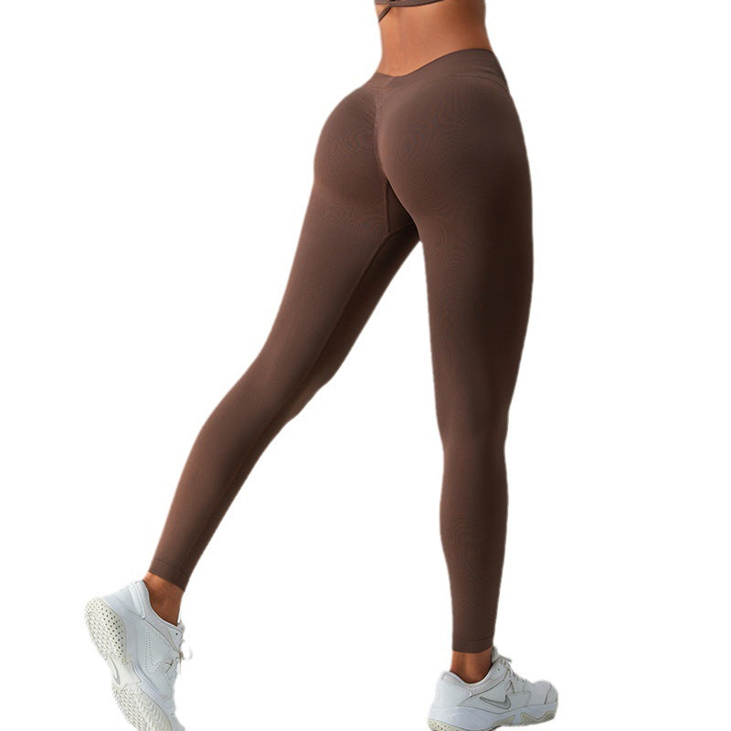 Seamless V Waist Yoga Pants Female High Waist Hip Lift - globaltradeleader