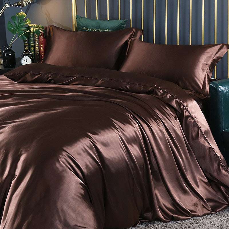Summer Cool Quilt Cover Satin Sheet Ice Silk Four-piece Air Conditioner - globaltradeleader