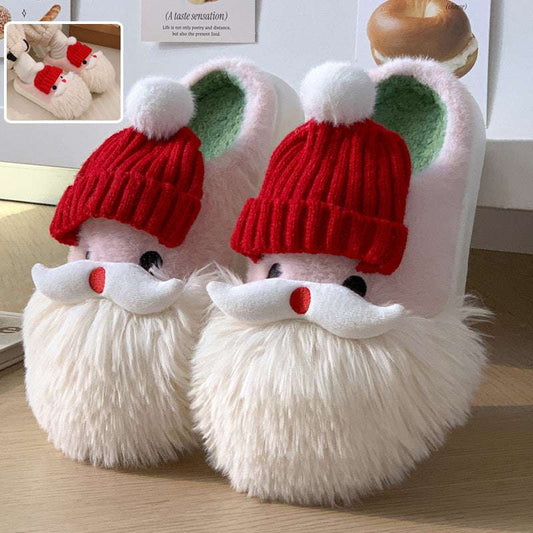 Cute Christmas Santa Claus Home Slippers Winter Warm Indoor Non-slip Floor Plush Shoes For Women - globaltradeleader