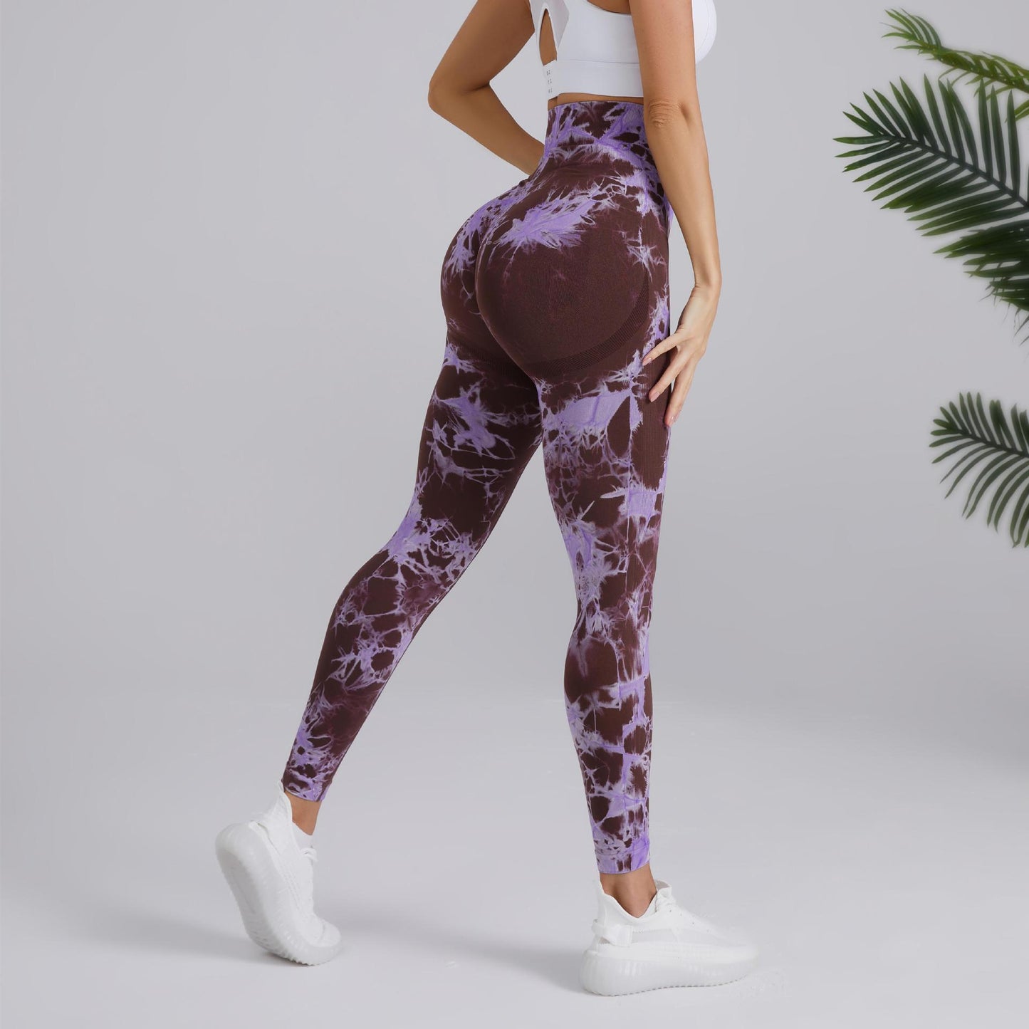 Tie-dye Printed Yoga Pants Fashion Seamless High-waisted Hip-lifting Trousers Sports Running Fitness Pants For Womens Clothing - globaltradeleader