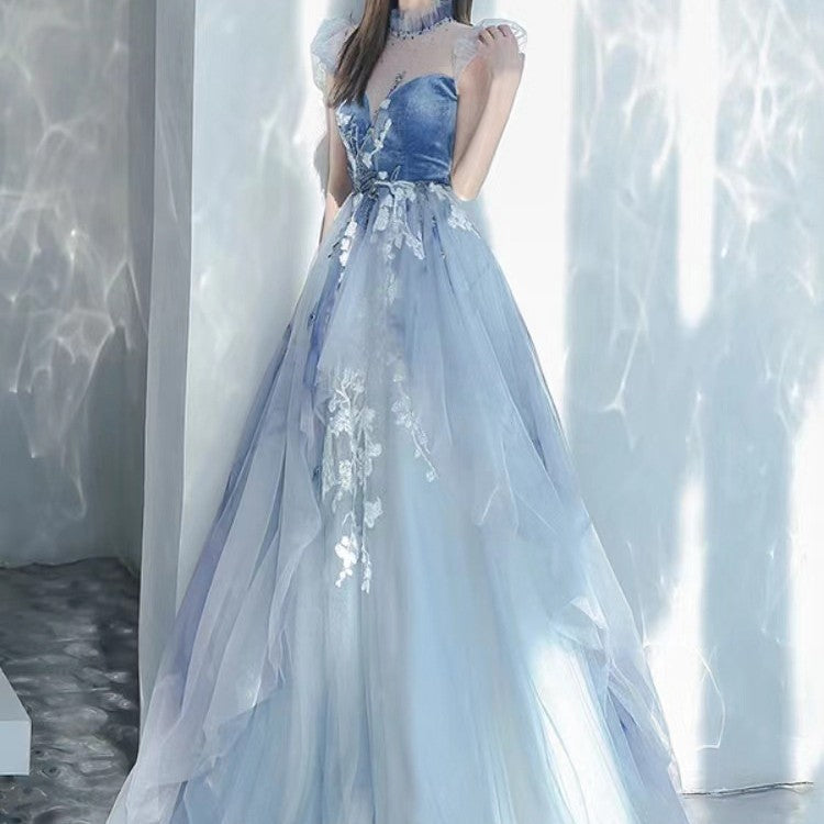 Blue Evening Dress Elegant Socialite - globaltradeleader