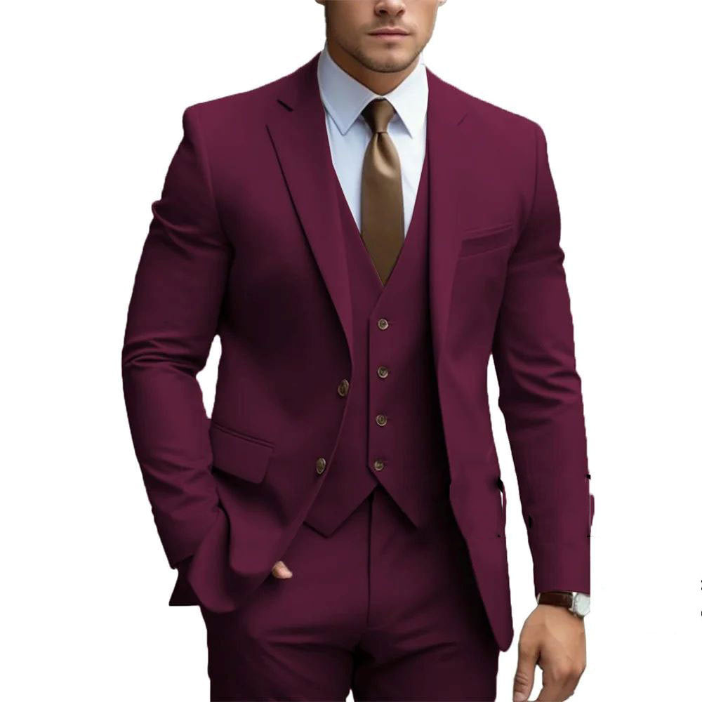 Business Casual Men's Three-piece Suit For Bridegroom Men's Wedding - globaltradeleader