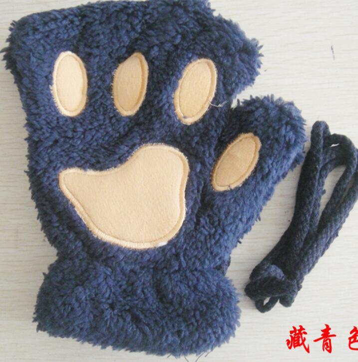 Winter Lovely Half Cover Paw Bear Cat Claw Gloves Short Finger - globaltradeleader