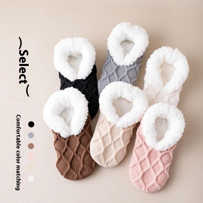 Winter Warm Short Cotton Slipper Socks Unisex Thicken Thermal Plush Home Floor Sock Soft Non-slip Grip Fuzzy Floor Fluffy Socks - globaltradeleader