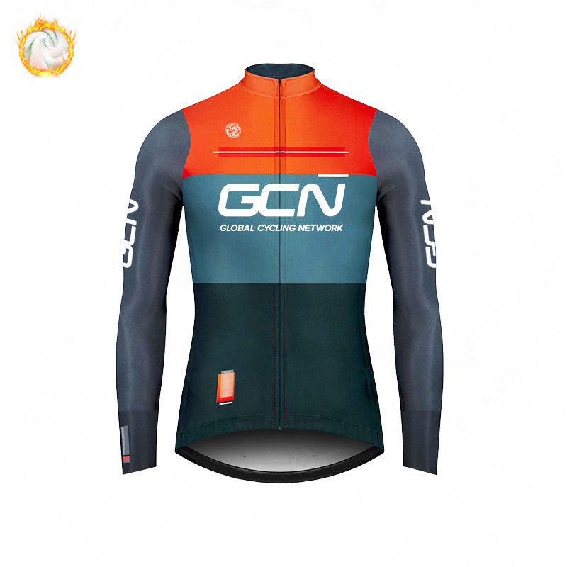 GCN Fleece Long Sleeve Cycling Jersey Cycling Jersey Running MTB Winter New Series