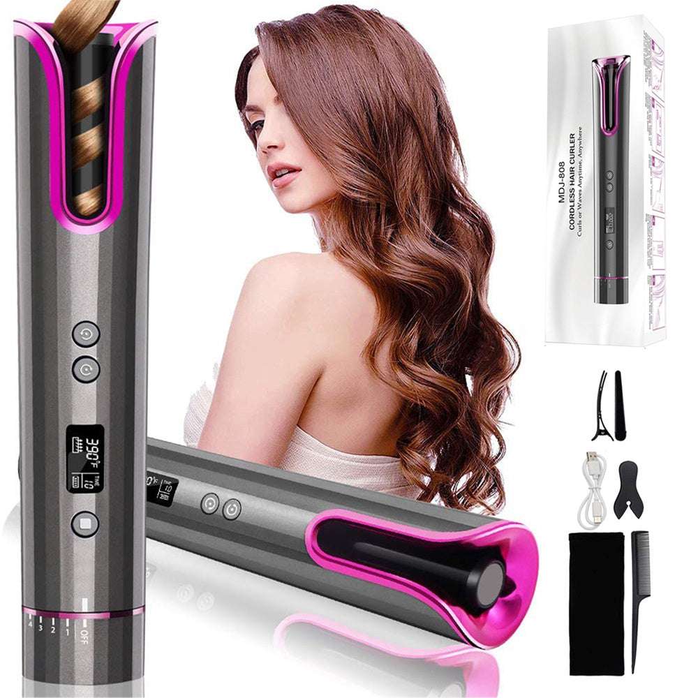 Automatic Hair Curler USB Cordless Wireless Auto Ceramic Curling Iron Hair Waver T Waves Iron Curling Wand Air Curler - globaltradeleader