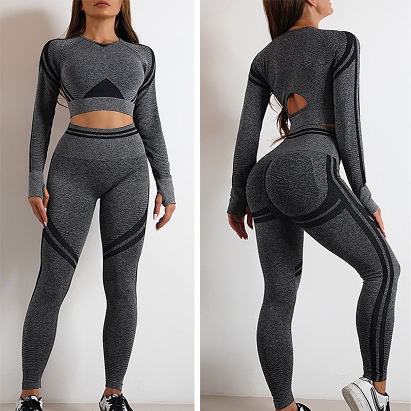 Seamless Yoga Pants Sports Gym Fitness Leggings Or Long Sleeve Tops Outfits Butt Lifting Slim Workout Sportswear Clothing - globaltradeleader