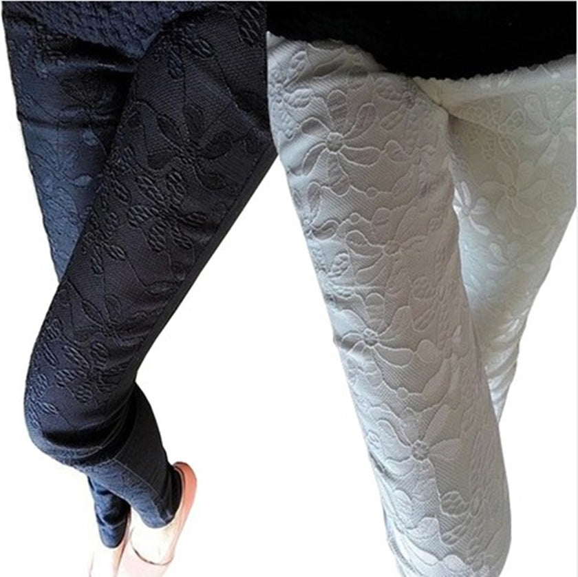 Women Pencil Feet Pants Lace Stitching - globaltradeleader