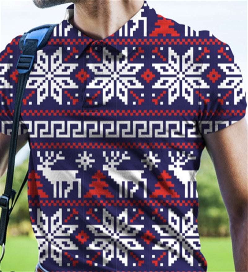 Men's Camouflage 3D Printed PoLo Shirt Fashion Button Lapel Short Sleeves