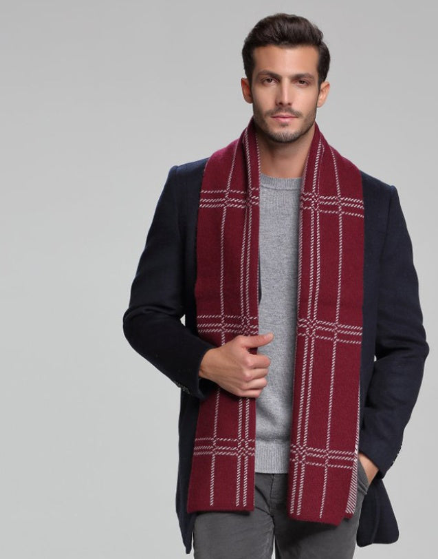 autumn and winter new men's scarf cashmere tide men's business casual thick warm scarf long double-sided - globaltradeleader
