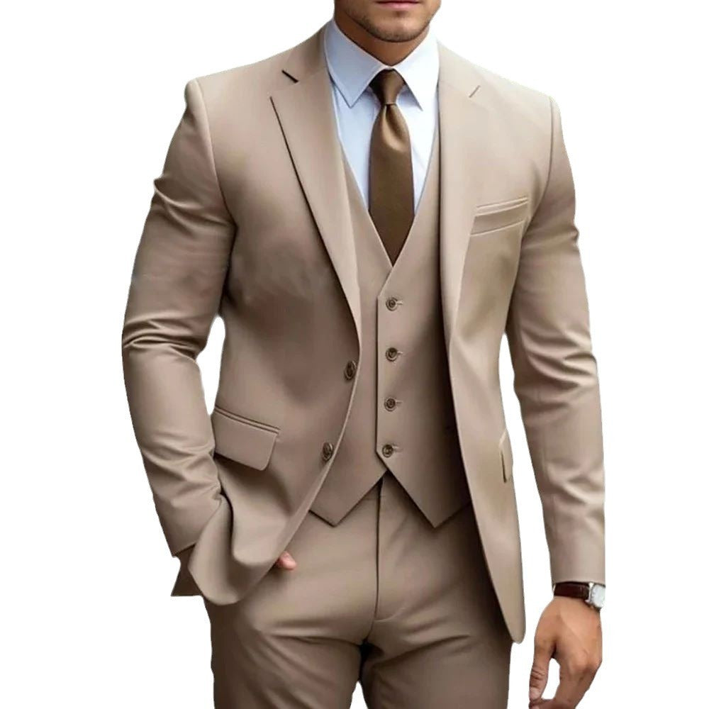 Business Casual Men's Three-piece Suit For Bridegroom Men's Wedding - globaltradeleader