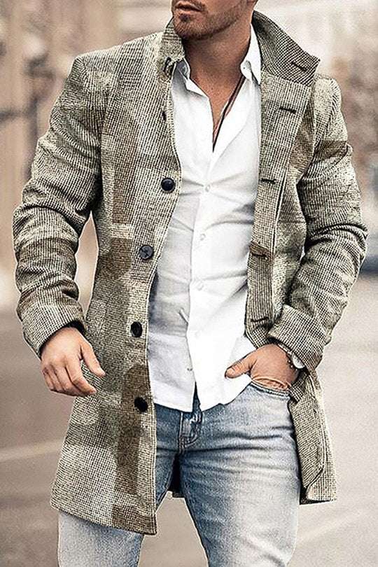 Men's Woolen Stand Collar Mid-length Trench Coat - globaltradeleader