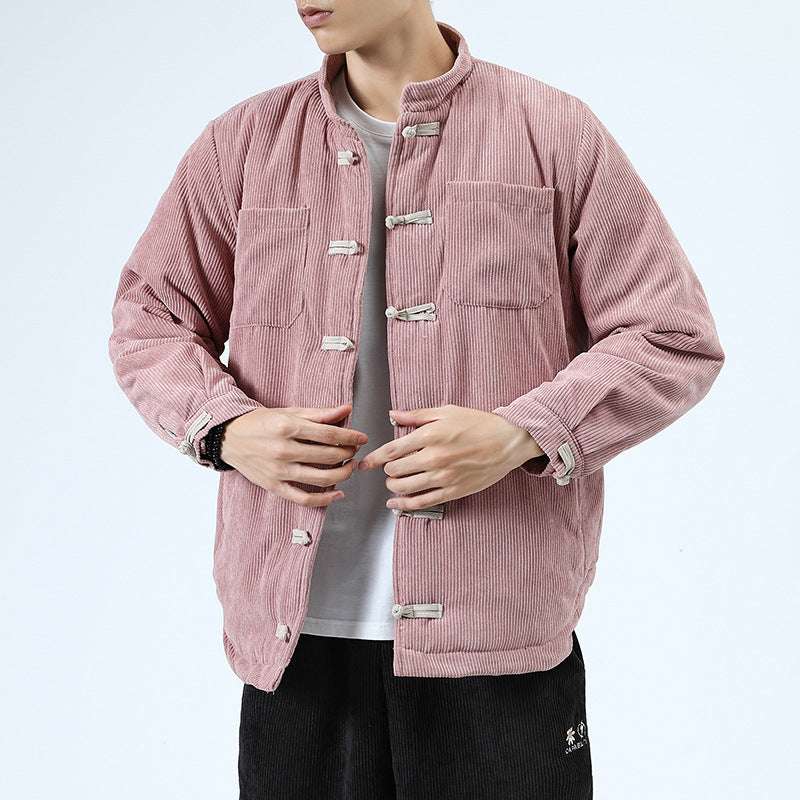 Men's Casual Cotton-padded Buckle Top Coat