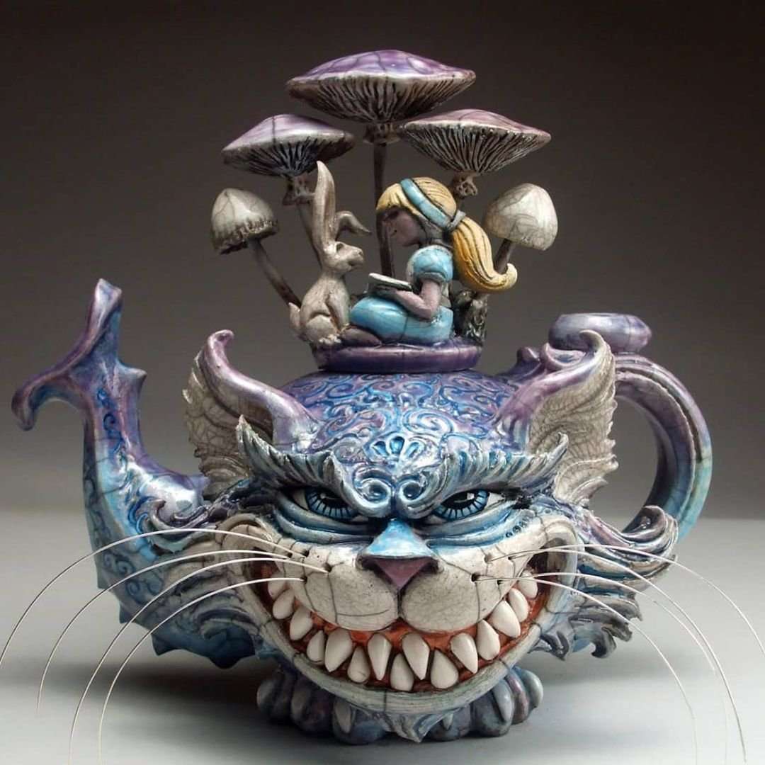 Handmade Art Cat Teapot Devil Cat Resin Craft Ornament