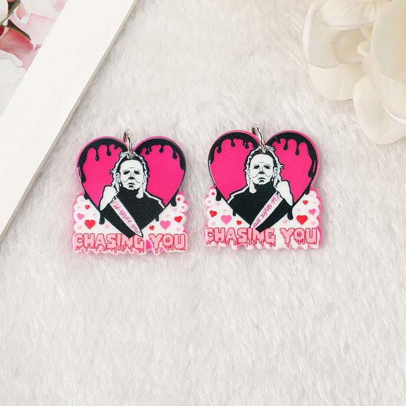 6Pcs Halloween Charms Middle Finger Skull Acrylic Jewlery