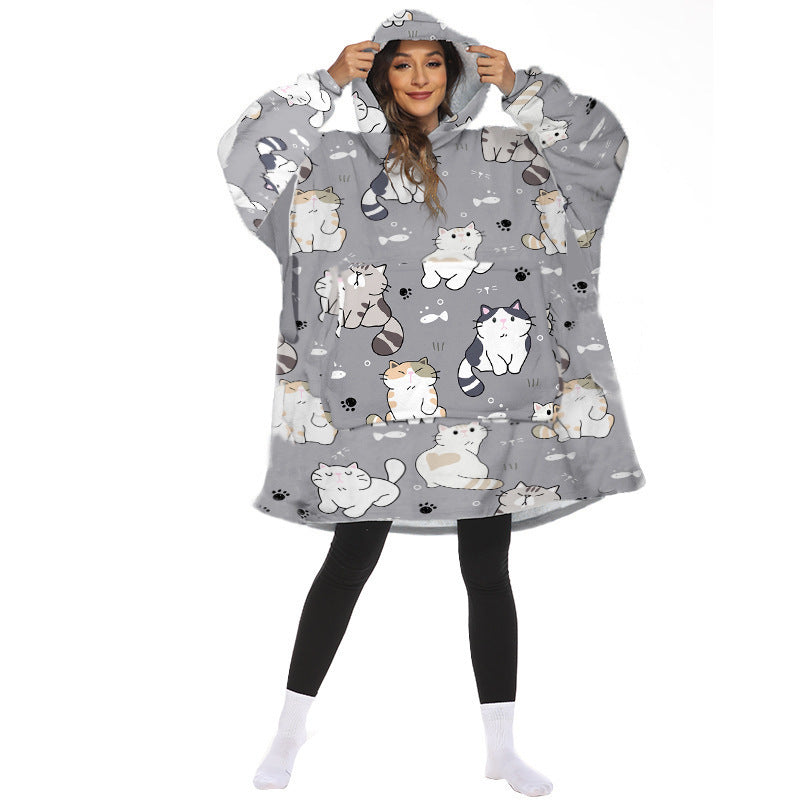 Cartoon Fruit Printed Lazy Blanket Hooded - globaltradeleader
