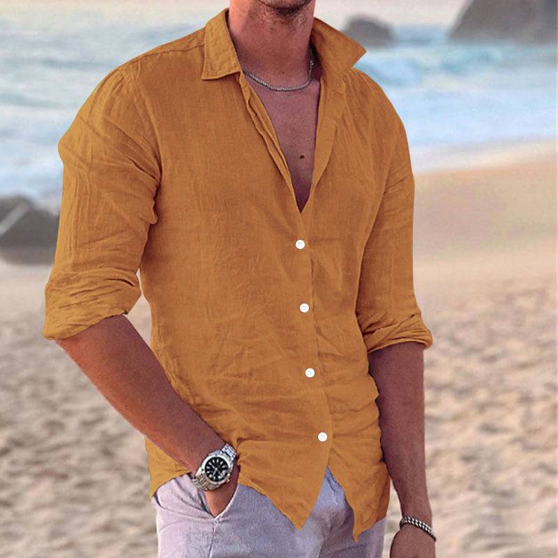 Men's Casual Fashion Cotton And Linen Slim-fit Shirt - globaltradeleader