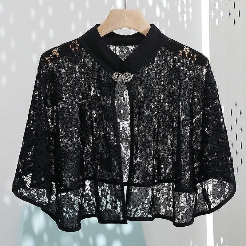 Cheongsam Shawl Retro Cloak Silver Buckle Lace Small Coat