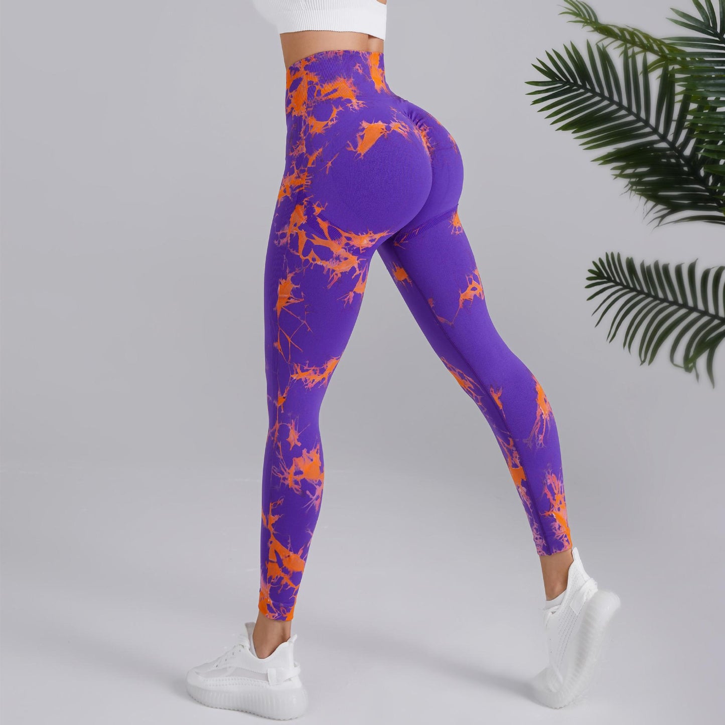 Tie-dye Printed Yoga Pants Fashion Seamless High-waisted Hip-lifting Trousers Sports Running Fitness Pants For Womens Clothing - globaltradeleader