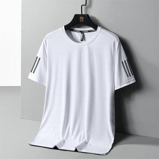 Large Size Ice Silk Short Sleeve T-shirt Quick Drying Clothes Summer Thin - globaltradeleader