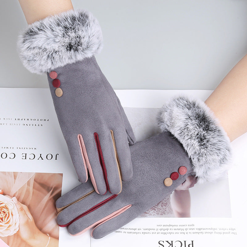 Women's Winter Thick Suede Touch Screen Warm Gloves - globaltradeleader