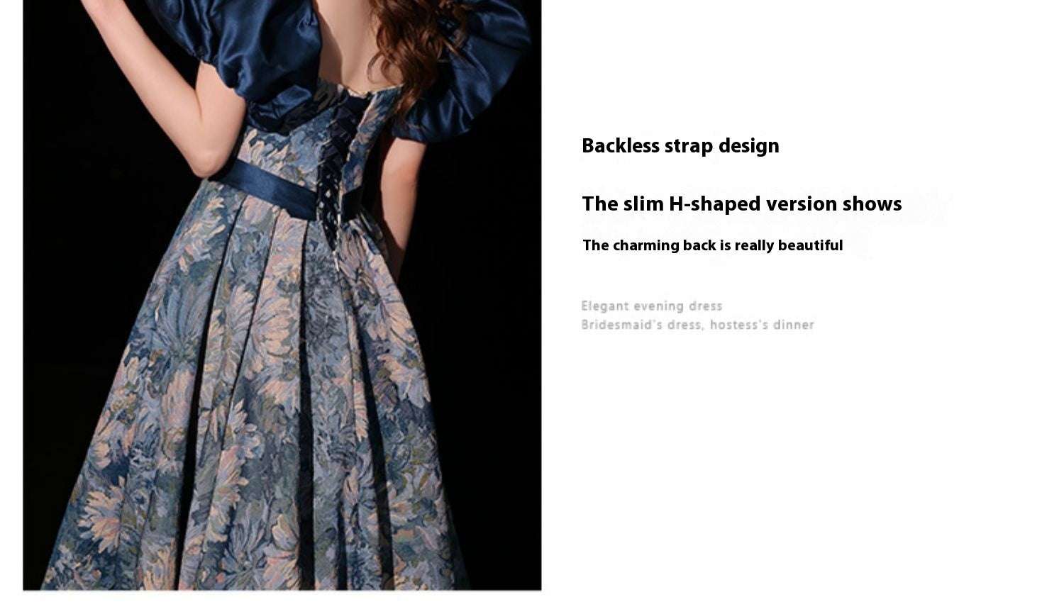 Light Luxury Minority Princess Court Oil Painting Style Tube Top Blue Evening Dress - globaltradeleader