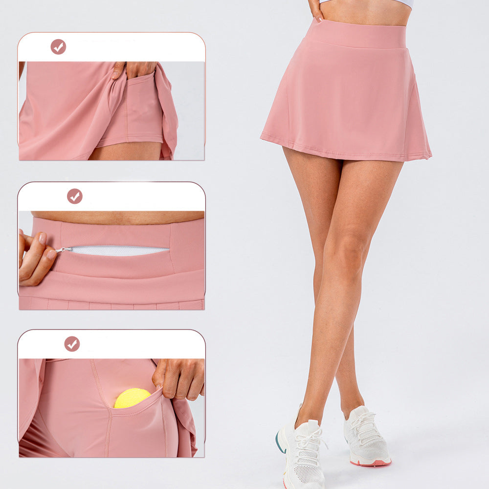 High Quality Tennis Skirt With Zipped Pocket Women Pleated Sports Skirt - globaltradeleader