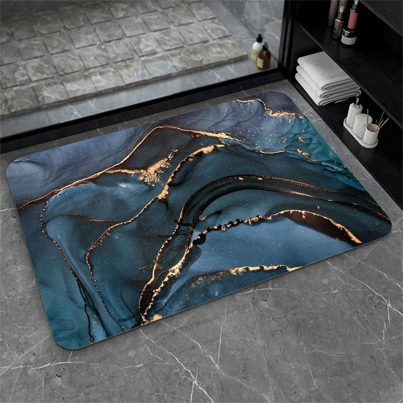 Nordic Light Luxury Marbling Diatom Ooze Absorbent Non-slip Floor Mat Toilet Door Quick-drying Feet - globaltradeleader