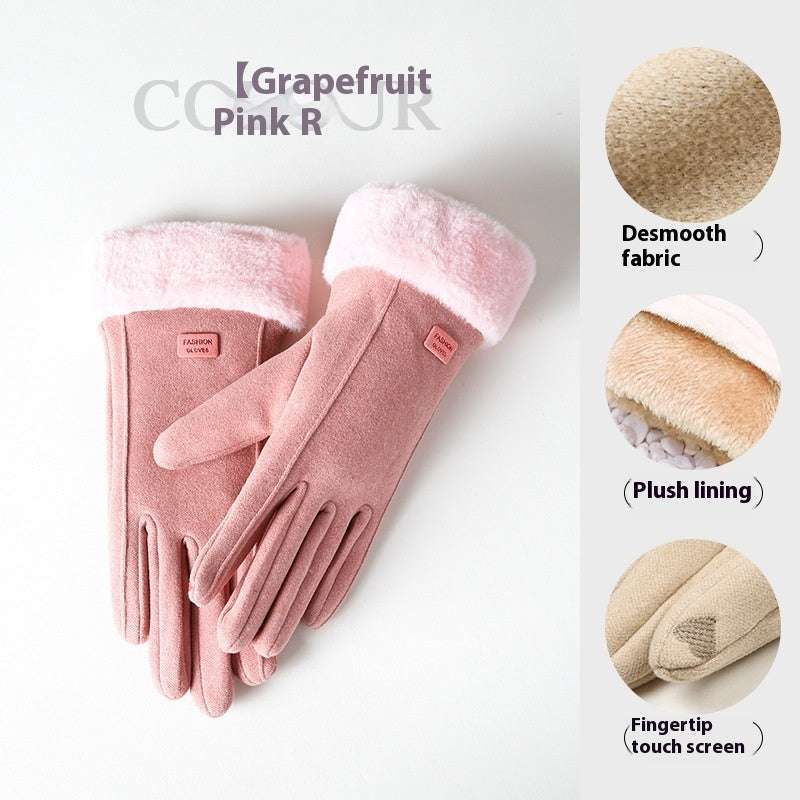 Women's Winter Riding Warm Velvet Padded Thickened Touch Screen Gloves - globaltradeleader