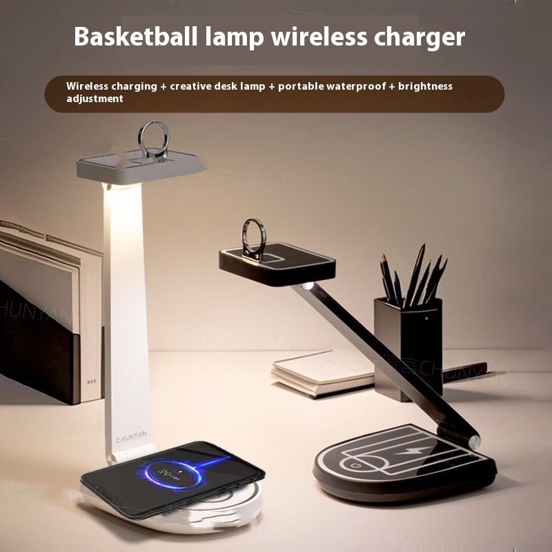 Creative Basketball Stand Table Lamp Mobile Phone Wireless Charging Lamp - globaltradeleader