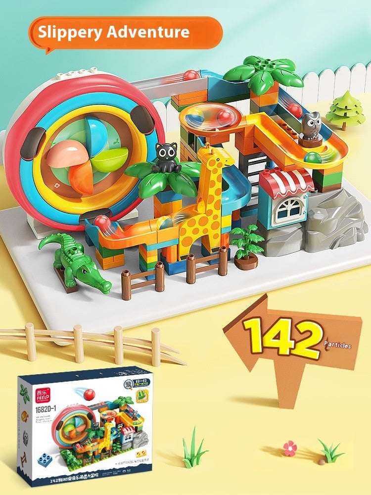 Large Particle Building Blocks Toy Loop Electric Turntable